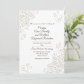 Chic Ivory Flourish Wedding Invitation Kaart (Staand voorkant)