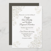 Chic Ivory Flourish Wedding Invitation Kaart (Voorkant / Achterkant)