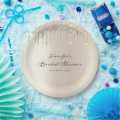 Chic Ivory Glitter Drips Script Vrijgezellenfeest Papieren Bordje (Feest)
