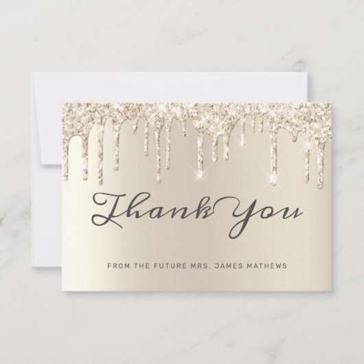 Chic Ivory Glitter Drips Vrijgezellenfeest Dank u Bedankkaart (Voorkant)