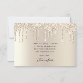 Chic Ivory Glitter Drips Vrijgezellenfeest Dank u Bedankkaart (Achterkant)