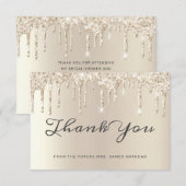 Chic Ivory Glitter Drips Vrijgezellenfeest Dank u Bedankkaart (Voorkant / Achterkant)