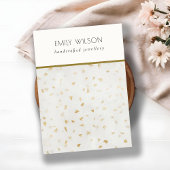 Chic Ivory Gold Terrazzo Blank Sieraden Display Visitekaartje