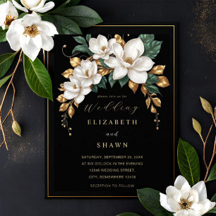 Chic Ivory Magnolia Katoen Tuin Party Wedding Kaart