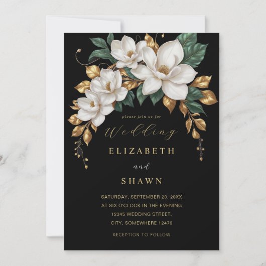 Chic Ivory Magnolia Katoen Tuin Party Wedding Kaart (Voorkant)