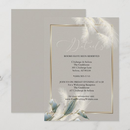 Chic Ivory Pampas Grass Blauwgroen Anthurium Kaart (Voorkant / Achterkant)