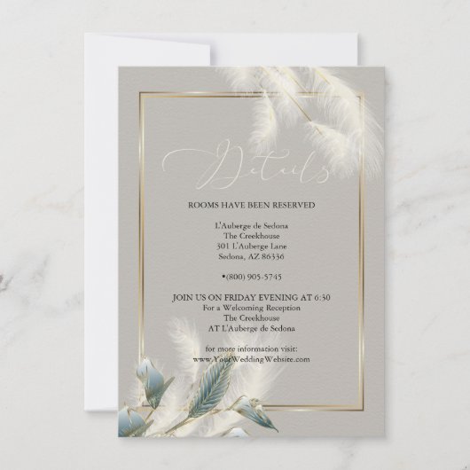 Chic Ivory Pampas Grass Blauwgroen Anthurium Kaart (Voorkant)