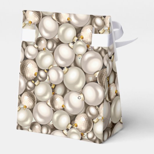 Chic Ivory Silver Gold Baubles Ornament Patroon Bedankdoosjes (Achterkant)