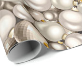 Chic Ivory Silver Gold Baubles Ornament Patroon Cadeaupapier (Rol Hoek)