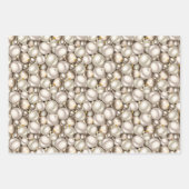 Chic Ivory Silver Gold Baubles Ornament Patroon Inpakpapier Vel (Voorkant 3)