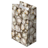 Chic Ivory Silver Gold Baubles Ornament Patroon Klein Cadeauzakje (Achterkant Gekanteld)