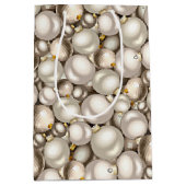Chic Ivory Silver Gold Baubles Ornament Patroon Medium Cadeauzakje (Voorkant)
