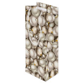 Chic Ivory Silver Gold Baubles Ornament Patroon Wijn Cadeautas (Achterkant Gekanteld)