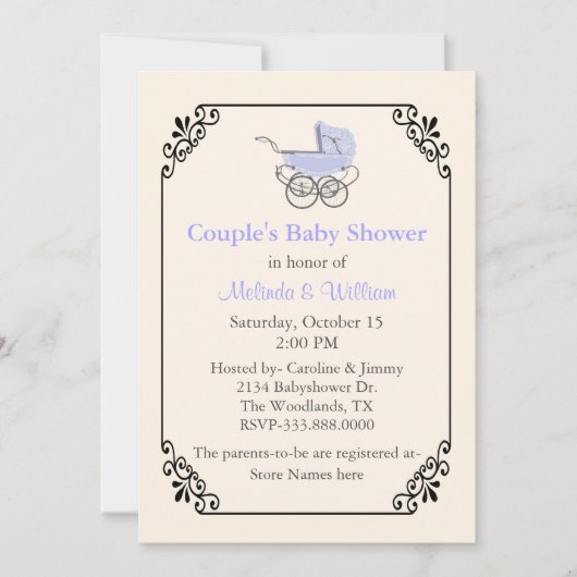 Chic Ivory  Style Couple's Baby shower Kaart (Voorkant)