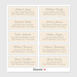 Chic Ivory Wedding Guest Adresetiketten Sticker