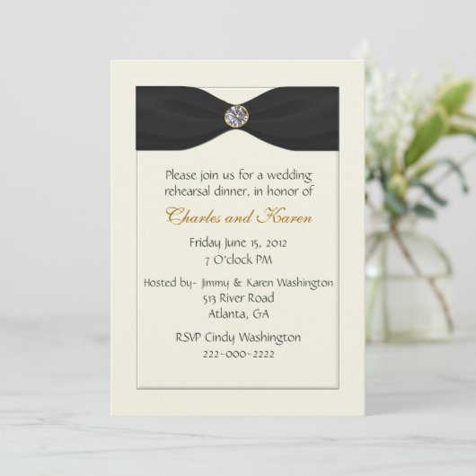 Chic Ivory Wedding Rehearsal Uitnodiging (Staand voorkant)