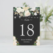 Chic Ivory White Floral String Lights Table Number Kaart (Staand voorkant)