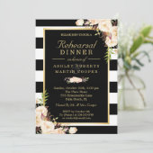 Chic Ivory White Flowers Wedding Rehearsal Dinner Kaart (Staand voorkant)