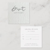Chic Ivory White Leather Texft Certificate Vierkante Visitekaartje (Voorkant / Achterkant)