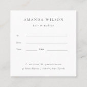 Chic Ivory White Leather Texft Certificate Vierkante Visitekaartje (Achterkant)