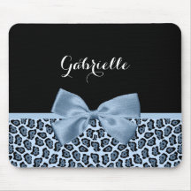 Chic Jaguar print lichte blauwe bol met naam