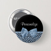 Chic Jaguar print lichte blauwe bol met naam Ronde Button 5,7 Cm (Voorkant /achterkant)
