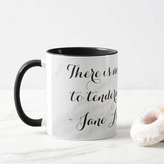 Chic Jane Austen Emma Boek Citaat Zwart Grijs Marm Mok (Met donut)