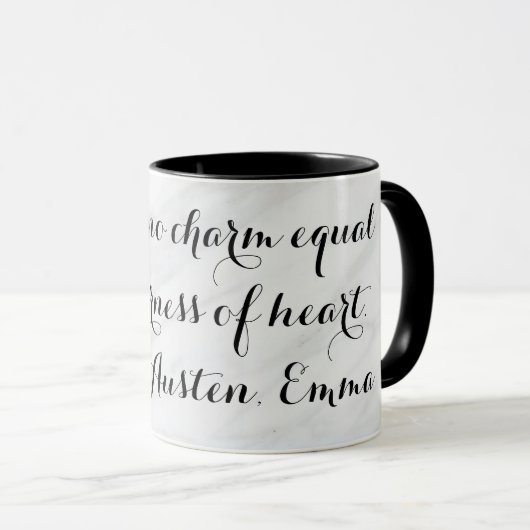 Chic Jane Austen Emma Book Quote Black Gray Marmer Mok (Voorkant rechts)