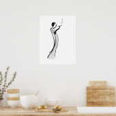Chic Jazz Age Lady Illustration Poster Print (Keuken)