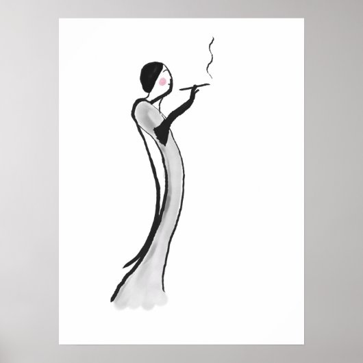 Chic Jazz Age Lady Illustration Poster Print (Voorkant)