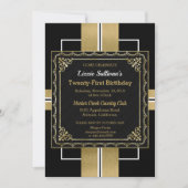 Chic Jazzy Gold Invitation Kaart (Voorkant)