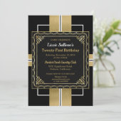 Chic Jazzy Gold Invitation Kaart (Staand voorkant)
