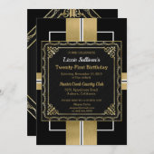 Chic Jazzy Gold Invitation Kaart (Voorkant / Achterkant)