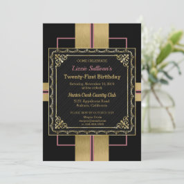 Chic Jazzy Gold Invitation Kaart