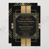 Chic Jazzy Gold Invitation Kaart (Voorkant / Achterkant)