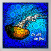 Chic Jellyfish Foto Circle Art "Go with the Flow" Poster (Voorkant)