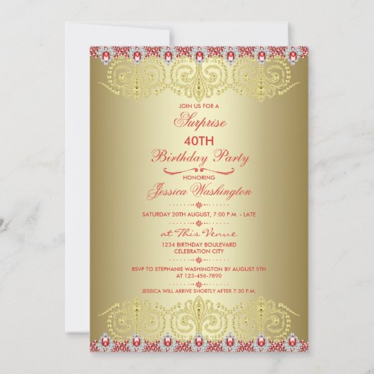 Chic Jewel Tiaras en Fleur De Lys verrassingsfeest Kaart (Achterkant)