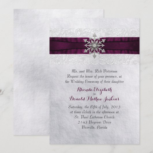 Chic Jeweled Snowflake bruiloft uitnodiging (Voorkant / Achterkant)