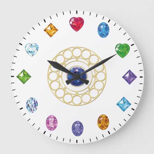 Chic Jewels and Gems Themed Large Clock Grote Klok (Voorkant)
