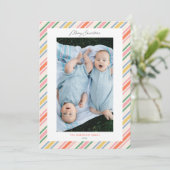 Chic Joyful Stripes Lijst Kerstkaart (Staand voorkant)