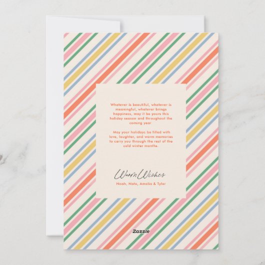 Chic Joyful Stripes Lijst Kerstkaart (Achterkant)