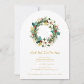 Chic Joyful Winter Christmas Wreath Holiday Party Kaart (Voorkant)