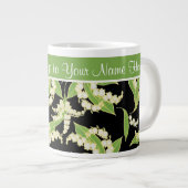 Chic Jumbo Coffee Mok: Lilies van de vallei, zwart Grote Koffiekop (Voorkant rechts)