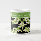 Chic Jumbo Coffee Mok: Lilies van de vallei, zwart Grote Koffiekop (Voorkant)