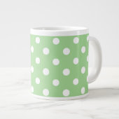 Chic Jumbo Coffee Mok: White Polkas on Green Grote Koffiekop (Voorkant rechts)
