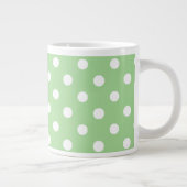 Chic Jumbo Coffee Mok: White Polkas on Green Grote Koffiekop (Rechts)
