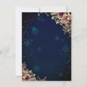 Chic jurk, vlinder bloemige sterren Blauw Quinceañ Kaart (Achterkant)