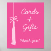 Chic Kaarten & Geschenken Tassel Bow Roze Afstuder Poster (Voorkant)