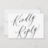 Chic kalligrafie bruiloft vriendelijk antwoord bud notitiekaartje (Voorkant)