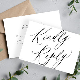 Chic kalligrafie bruiloft vriendelijk antwoord bud notitiekaartje